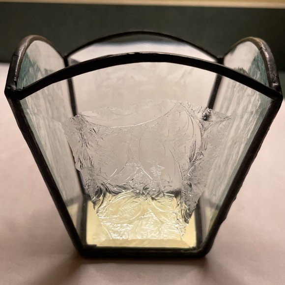 ARTISAN Hand Made Candle Holder Beveled Frosted Etched Glass Mirror Bottom - Picture 8 of 12